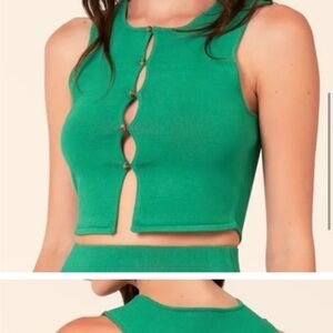 NICHOLAS Sariah Knit Green Fern Sleeveless Crop Tank Top